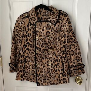 Leopard Print Double-Breasted Women's Coat